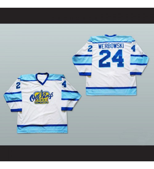 Custom WHL Edmonton Oil Kings Lane Werbowski Hockey Jersey White Blue